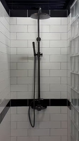 Tušni sistem WF Industrial v obdelavi oljno brušen bron z nadglavno prho 20 cm