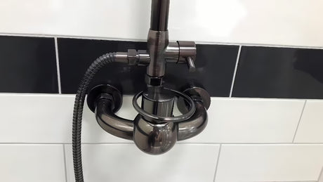 Tušni sistem WF Industrial v obdelavi oljno brušen bron z nadglavno prho 20 cm