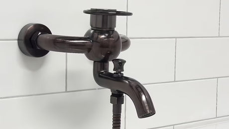 WF Industrial enoročna stenska armatura za kad s tuš setom u završnoj obradi uljna brušena bronca dark-metal.