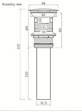 Odtok za umivalnik WF Industrial klik-klak s preljevom u završnoj obradi uljem trljana bronca.
